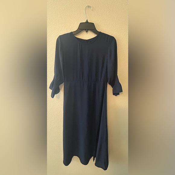 Halogen Ruffle Cuff Midi Dress In Navy Blue Size XS NWT - Picture 4 of 8
